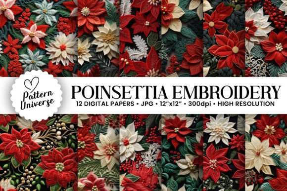 Review: Poinsettia Embroidery Flowers Patterns for Holidays